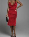 Стилна дамска рокля в червено - код 8128