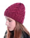 Плетена дамска шапка в цвят бордо - код WH16