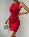 Вталена дамска рокля в червено - код 11504