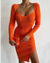 Атрактивна дамска рокля в оранжево - код 76500