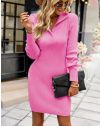 Дамска рокля фино плетиво в розово - код 75060