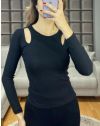 Ефектна дамска блуза в черно - код 96587