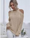 Атрактивен дамски пуловер в цвят капучино - код 9822