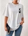 Дамска тениска "K" в бяло - код 001210