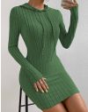 Атрактивна дамска рокля с качулка в зелено - код 1037