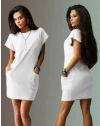 Къса дамска рокля в бяло - код 37810