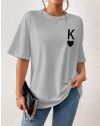 Дамска тениска "K" в сиво - код 001210