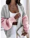 Атрактивна свободна плетена дамска жилетка в сиво и розово - код 9843 - 3