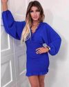 Стилна дамска рокля в синьо - код 8744