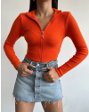 Дамска блуза с цип в червено - код 16020
