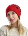 Дамска шапка с пухче в червено - код WH22