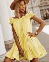 Свободна кокетна рокля в жълто - код 6969