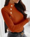 Дамска блуза с поло яка в оранжево - код 28811