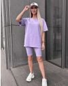 Дамски спортен комплект тениска и клин в лилаво - код 15057