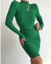 Атрактивна дамска рокля с копчета в зелено - код 02544