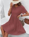 Атрактивна къса дамска рокля в цвят пудра - код 30833
