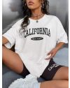 Дамски сет тениска с клин "CALIFORNIA" в бяло - код 001212