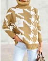 Атрактивен дамски пуловер в цвят капучино - код 1019