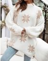 Дамски пуловер с коледни мотиви в бяло - код 251223