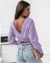 Дамска блуза с атрактивен гръб в лилаво - код 5007