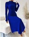 Асиметрична дамска рокля в синьо - код 33155