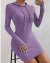 Атрактивна дамска рокля с качулка в лилаво - код 1037