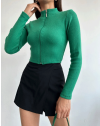Дамска блуза с цип в зелено - код 16020