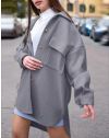 Дамско свободно палто с копчета в сиво - код 4070