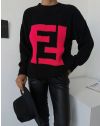 Атрактивен дамски пуловер в черно - код 22010