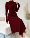 Асиметрична дамска рокля в цвят бордо - код 33155