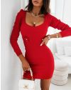 Атрактивна дамска рокля в червено - код 12391