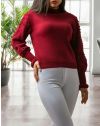 Дамски пуловер в бордо - код 20500