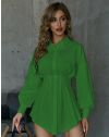 Дамска рокля тип риза в цвят зелено - код 60500