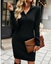Дамска рокля фино плетиво в черно - код 75060