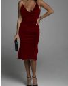 Стилна дамска рокля в цвят бордо - код 8128