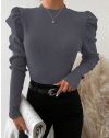 Дамска блуза с ефектни ръкави в тъмносиво - код 31250