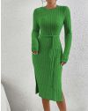 Дамска рокля с цепка в зелено - код 33095