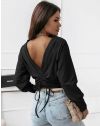 Дамска блуза с атрактивен гръб в черно - код 5007