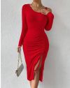 Ефектна дамска рокля в червено - код 32899