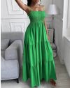Дълга дамска рокля в зелено - код 6557