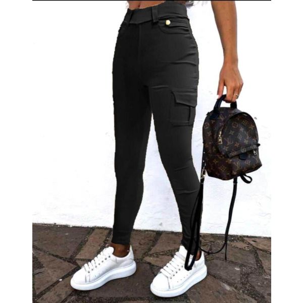 продажба Извинете ме естетически Панталон със странични джобове в черно - код 4178 - Creative-bg.net