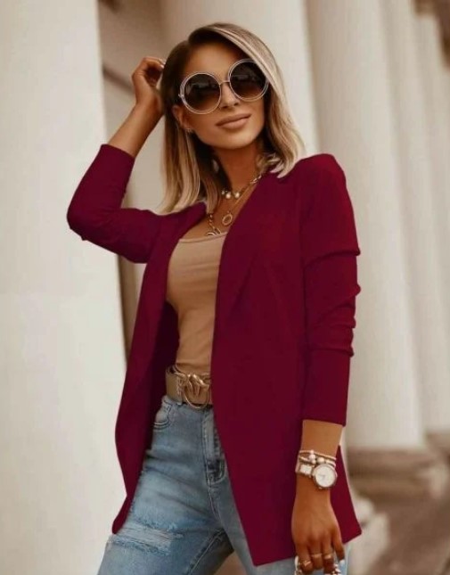 Дамско сако в цвят бордо 